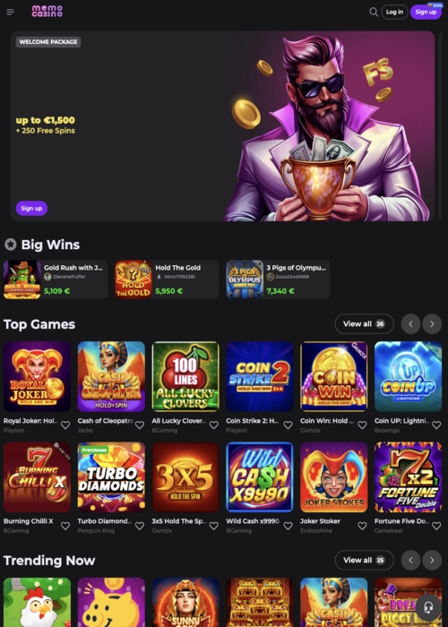 Main game collection portal Memo Casino